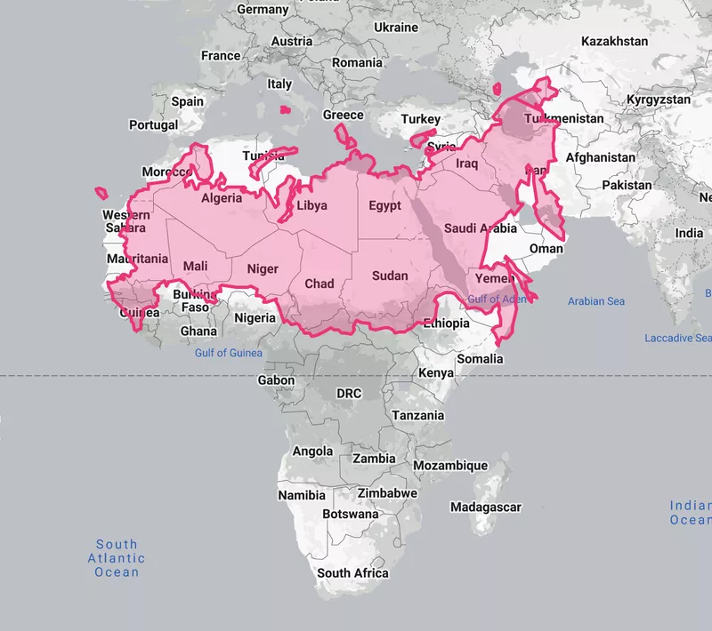 Russia compared to Africa on a map