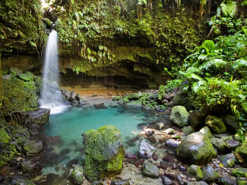 Tropical waterfall in Dominica