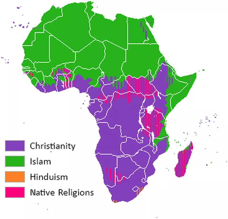 African religions on a map