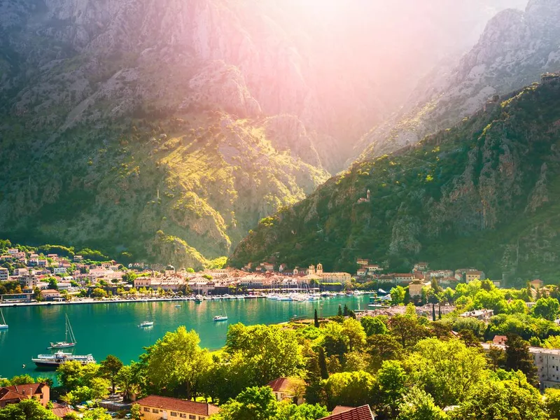 Panoramic view of Kotor town in Montenegro