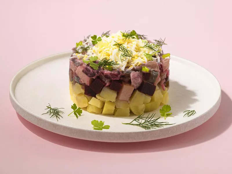 Rosolje - Estonian beet and herring salad