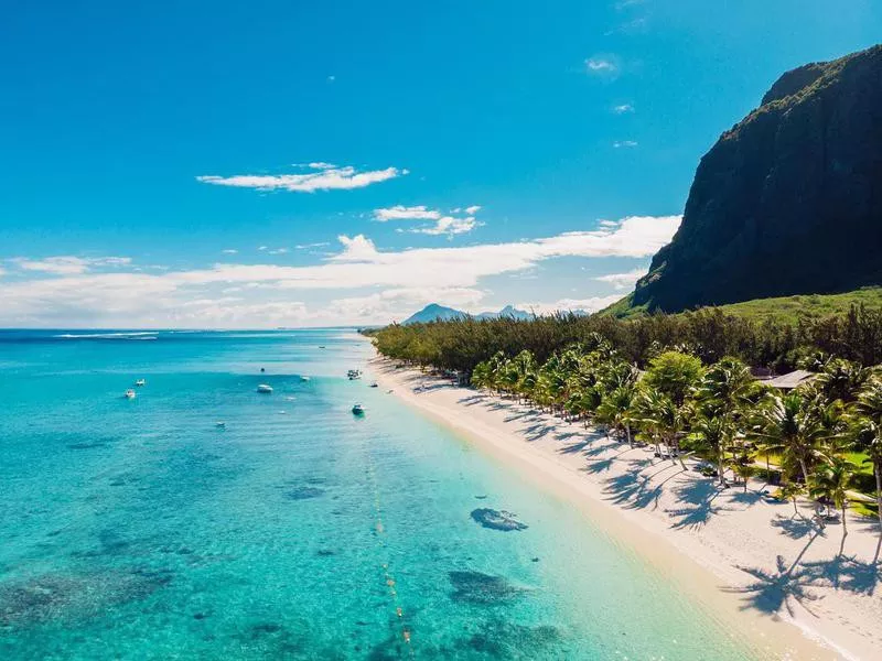 Luxury beach with mountain in Mauritius