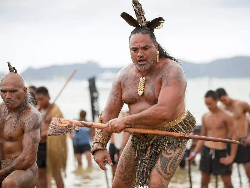 Maori celebrating Waitangi Day with haka