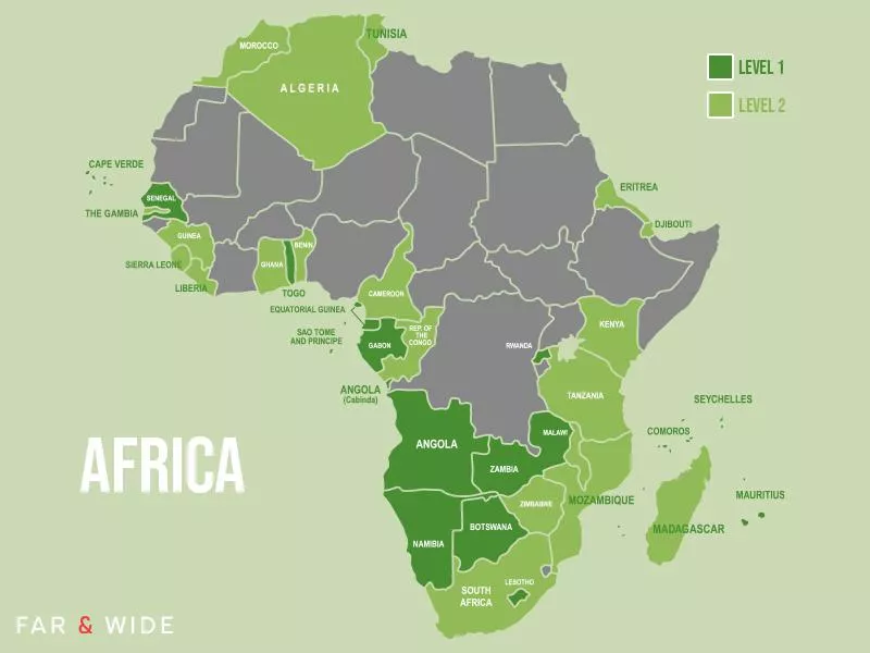 Map of safe African countries