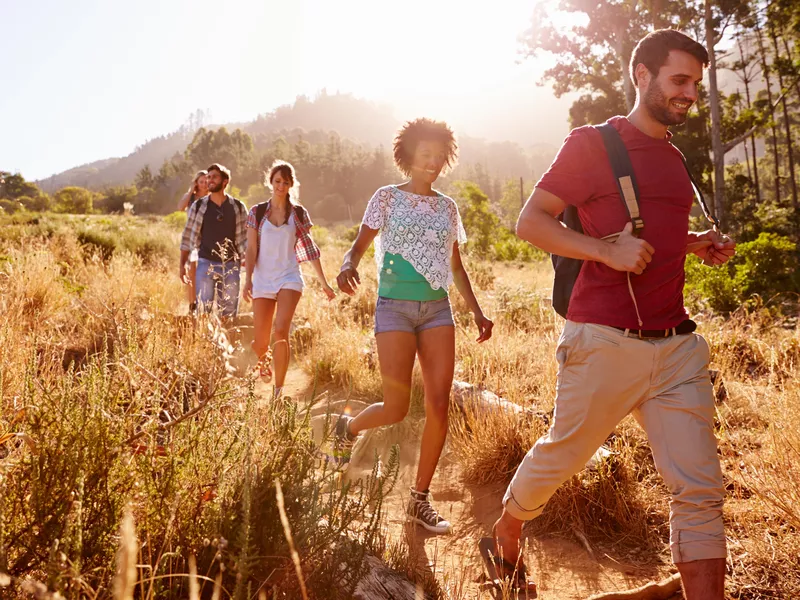 Group of friends on a hike together