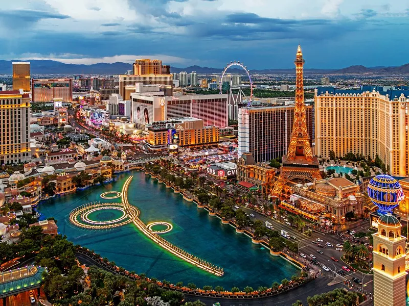 Las Vegas Strip with the Bellagio Fountain