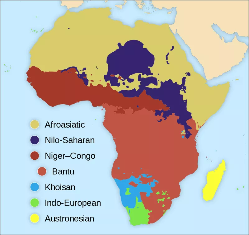 Map of African language families