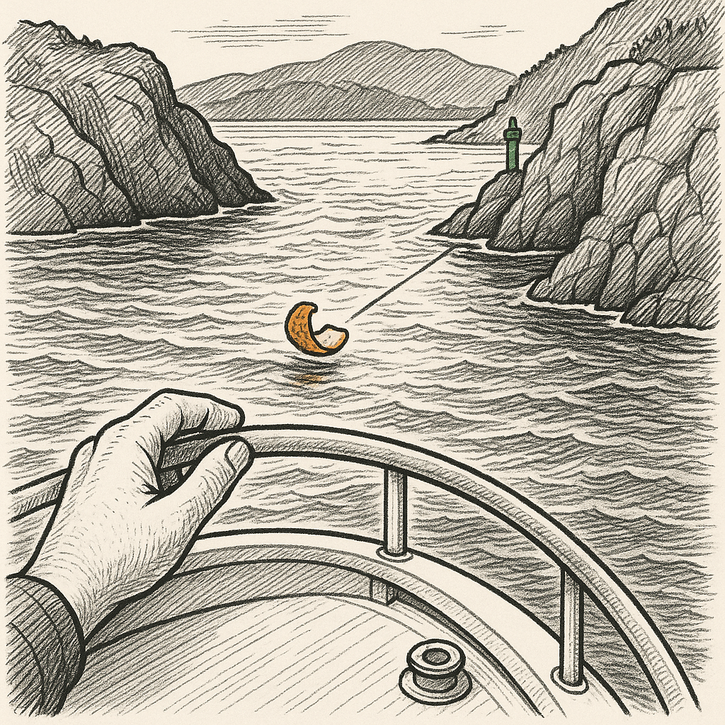 The orange-peel test for cross-current in a narrow entrance