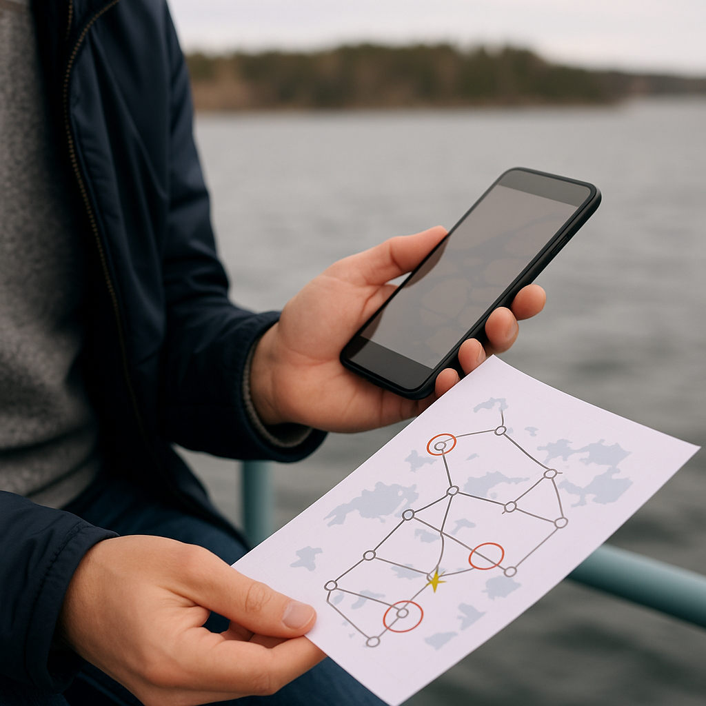 A paper diagram beats your phone for island-to-island timing