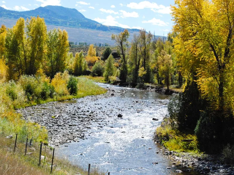 Streams rapids and Autumn Colors Cimarron River Colorado