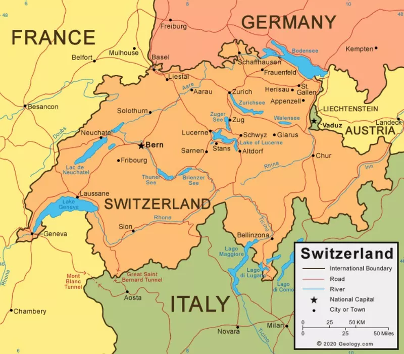 Map of Switzerland