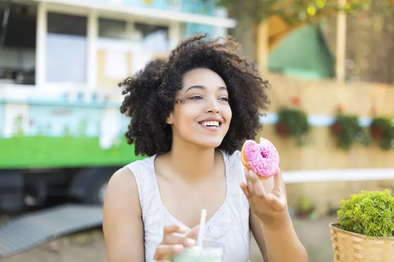 Eating a donut