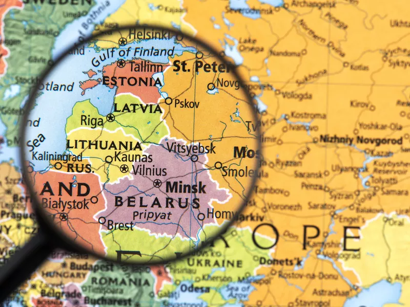 Map of Estonia, Latvia, Lithuania and Belarus