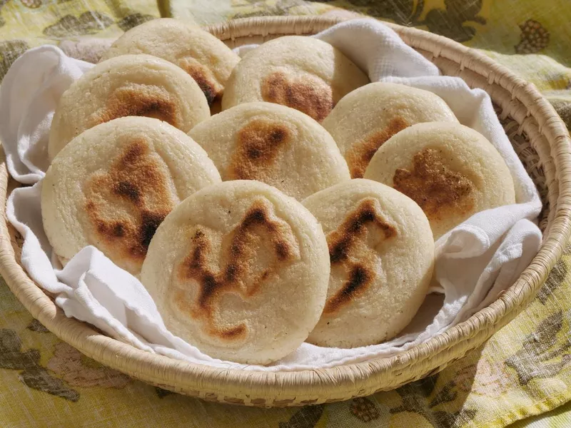 Arepas in a basket