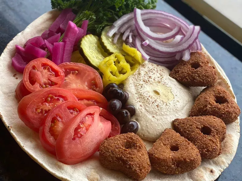 Heart-shaped falafels from East Side Pockets, Providence