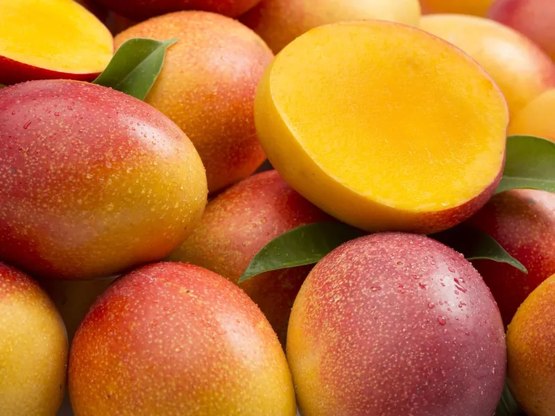 Mangoes stacked together