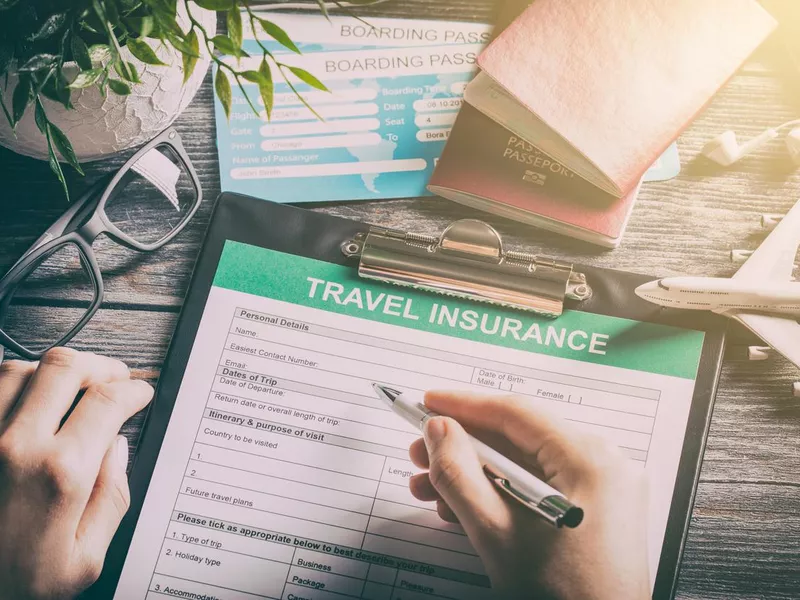 Travel insurance safe background.