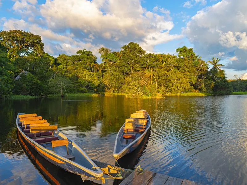 Canoes in the Amazon River