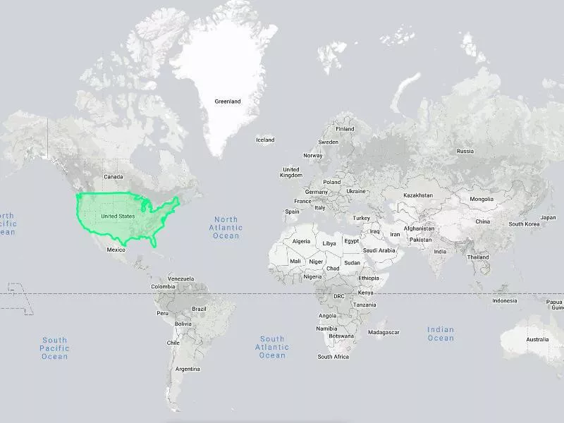 U.S. in the world map