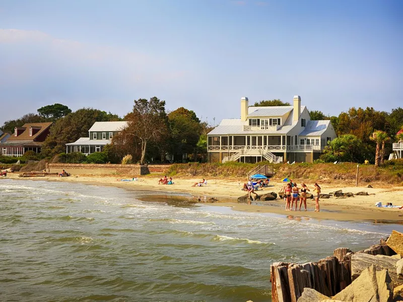 People on the beach on Sullivan's Island in South Carolina