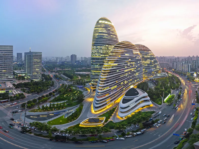 Beijing skyline at sunset