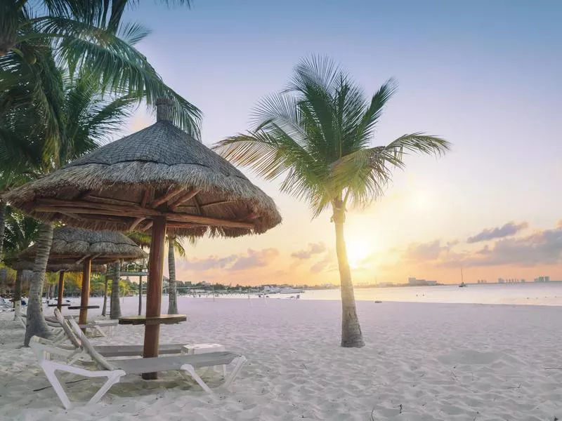 Beach sunset in Cancun