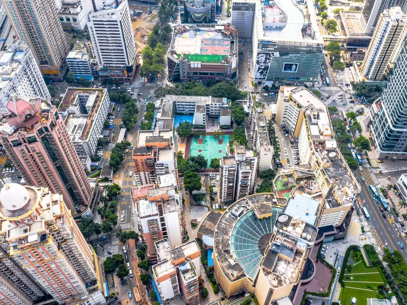 Drone view of housing in Shenzhen, China