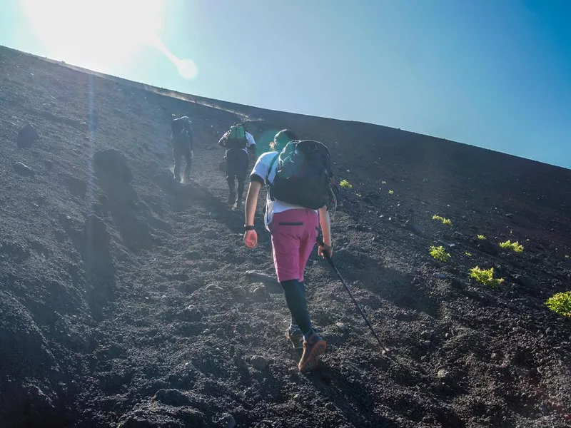 People hiking at Mt.Fuji