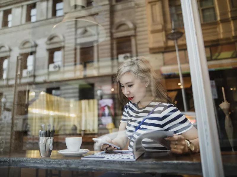 Young Woman at a coffee shop in Melbourne