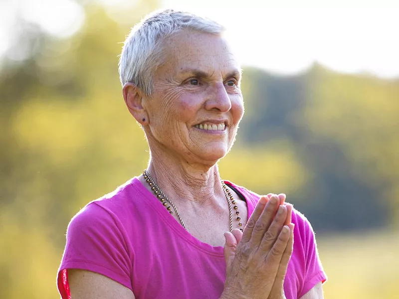 Older woman meditating