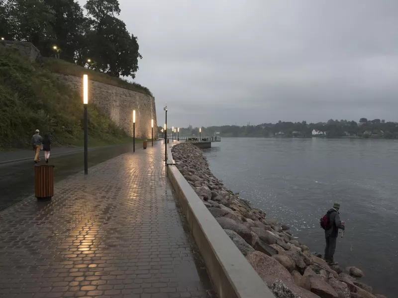 Fishing in rain in Narva, Estonia