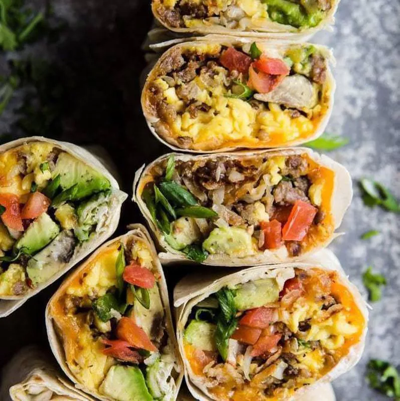 Delicious breakfast burritos