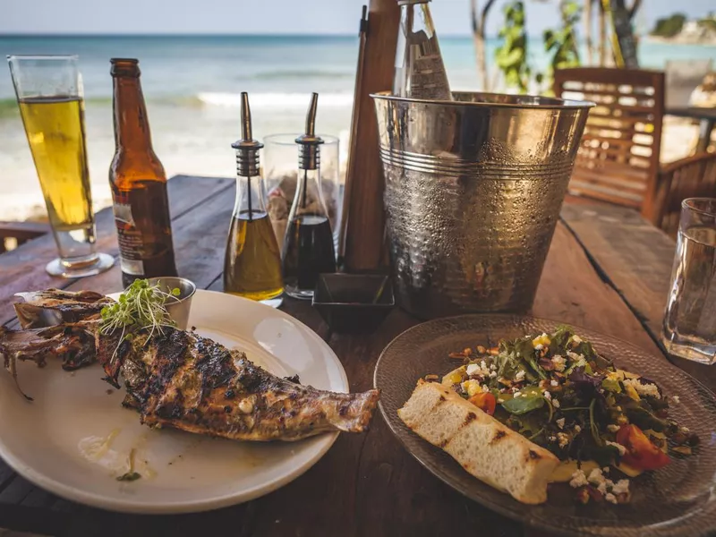 Beach dining in Barbados