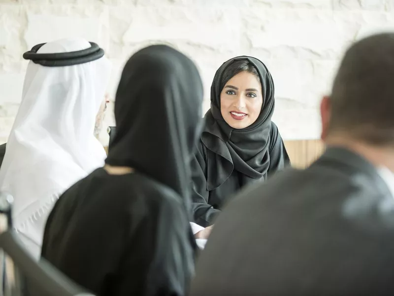 Young Middle Eastern businesswoman in business meeting