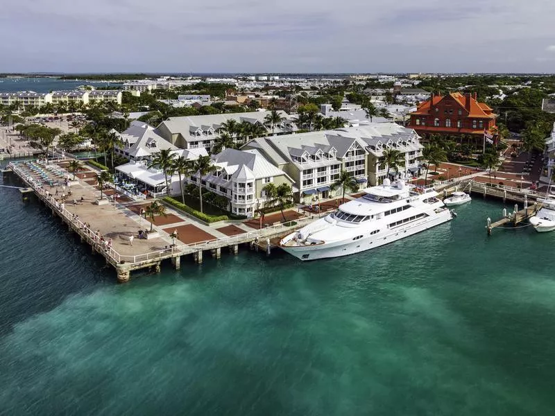 Cruise ship view of the Mallery Square pier at Key West, Florida