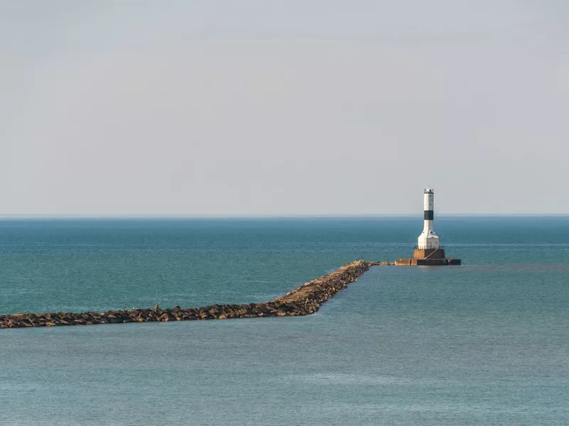 The Lighthouse at Conneaut Beach on Lake Erie