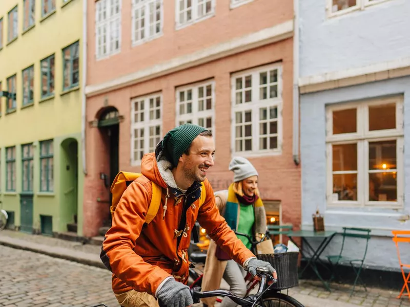 Couple enjoying the city ride