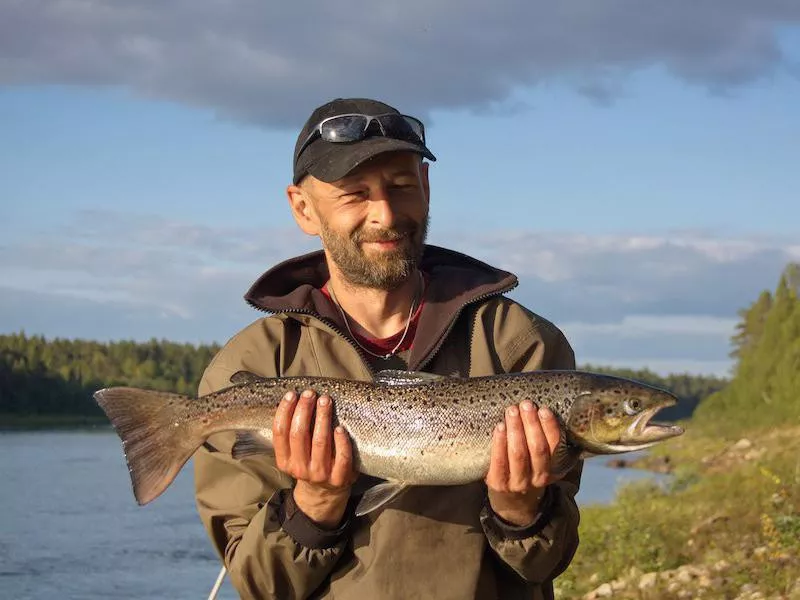 Man fishing salmon