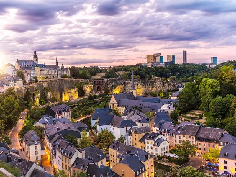 Luxembourg Kirchberg at sunset