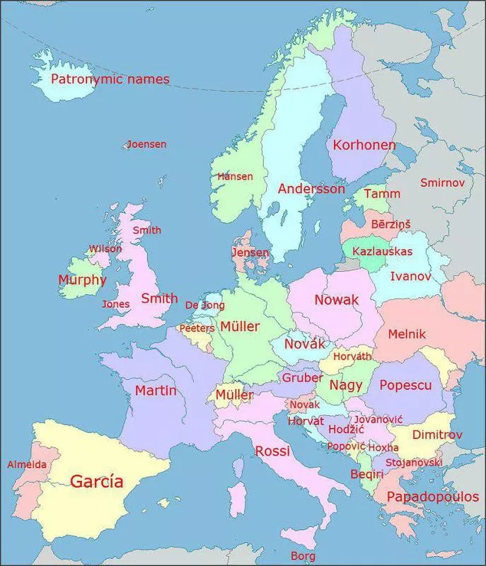 Map of European Surnames