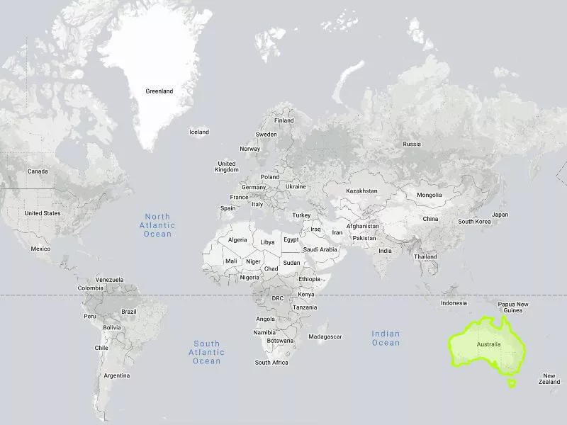 Australia on the world map