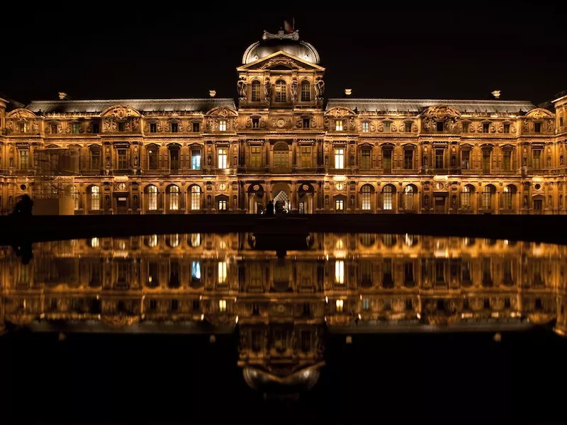 Louvre at night