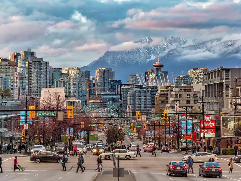 Vancouver City under the mountain