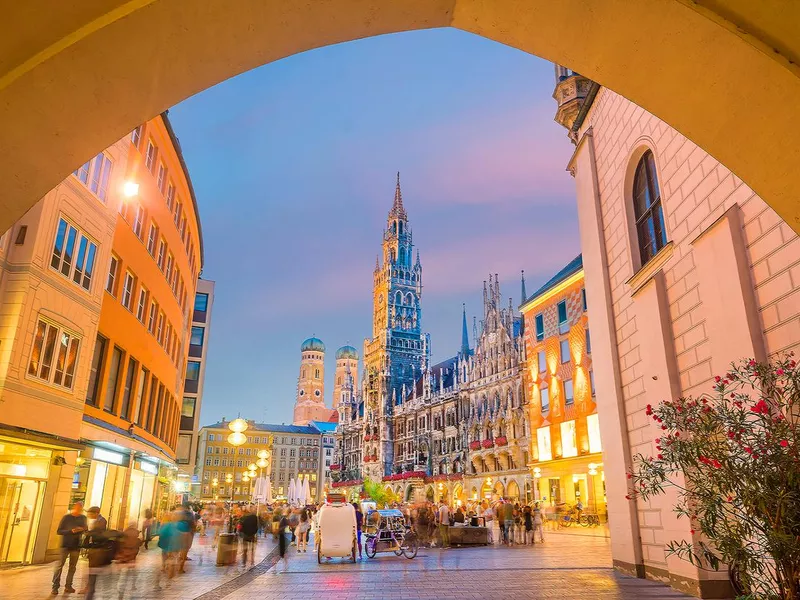 Munich skyline with Marienplatz town hall