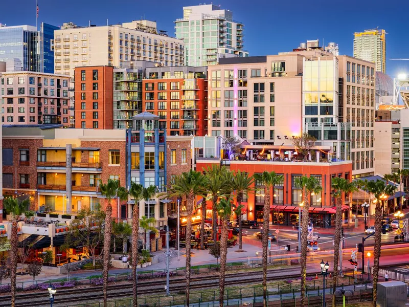 San Diego, California cityscape at the Gaslamp Quarter