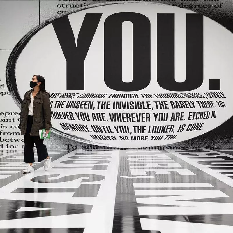 Person looking at an art installation at The Art Institute of Chicago