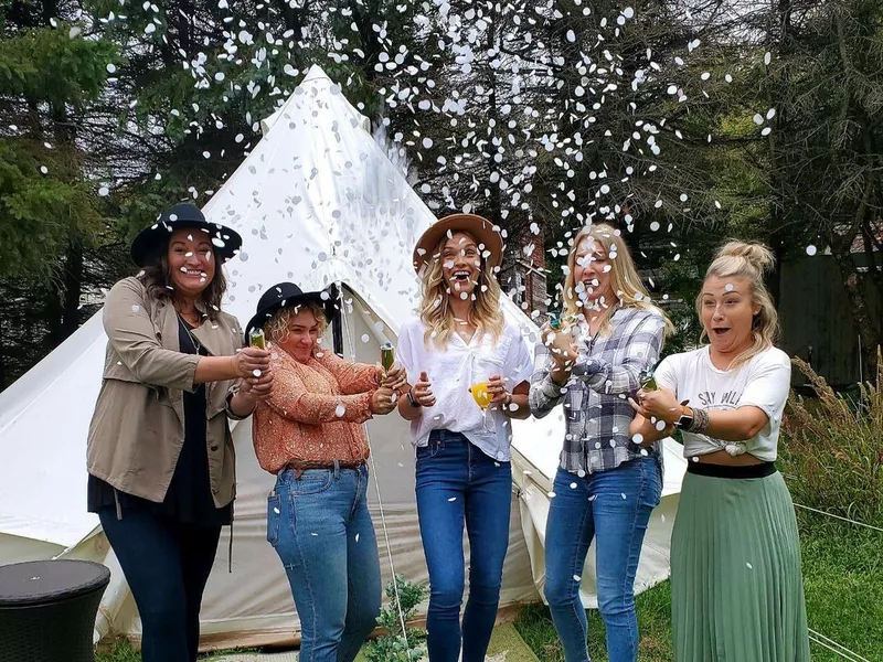 Group of women glamping