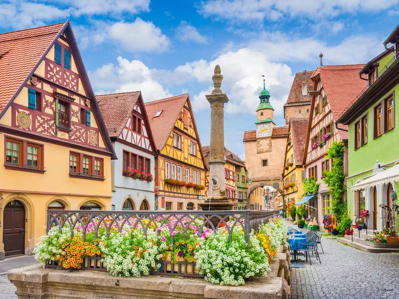 Historic town of Rothenburg ob der Tauber, Franconia, Bavaria, Germany