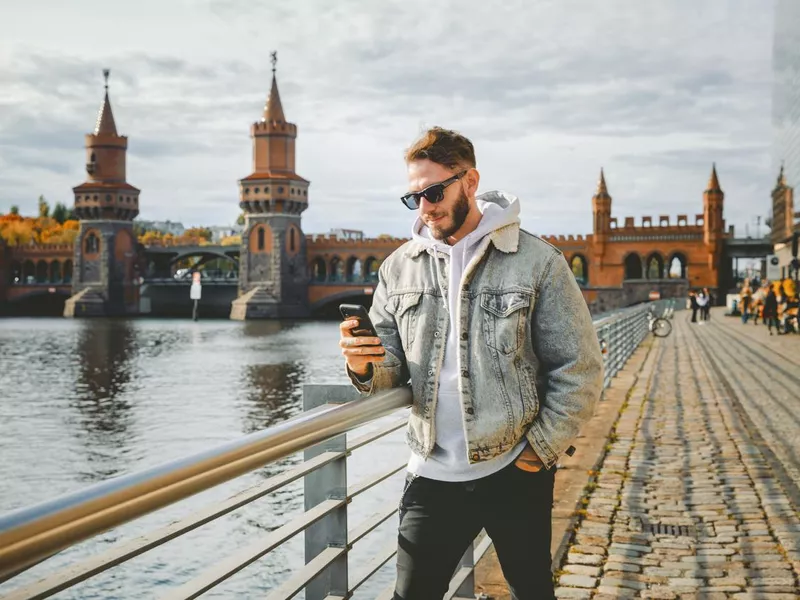 Man using phone in Berlin