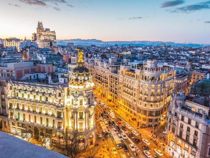 Madrid, Spain at sunset